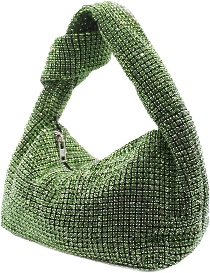 NANAHuang Bling Full Glitter Knotted Handbag for Women Crystal Rhinestone Hobo Dumpling Bag Diamond Evening Clutch Crossbody Bag