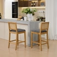 thumbnail image 3 of MIKIBAMA Counter Height Bar Stools Set of 2, Rattan Back, Linen Seat, 3 of 11