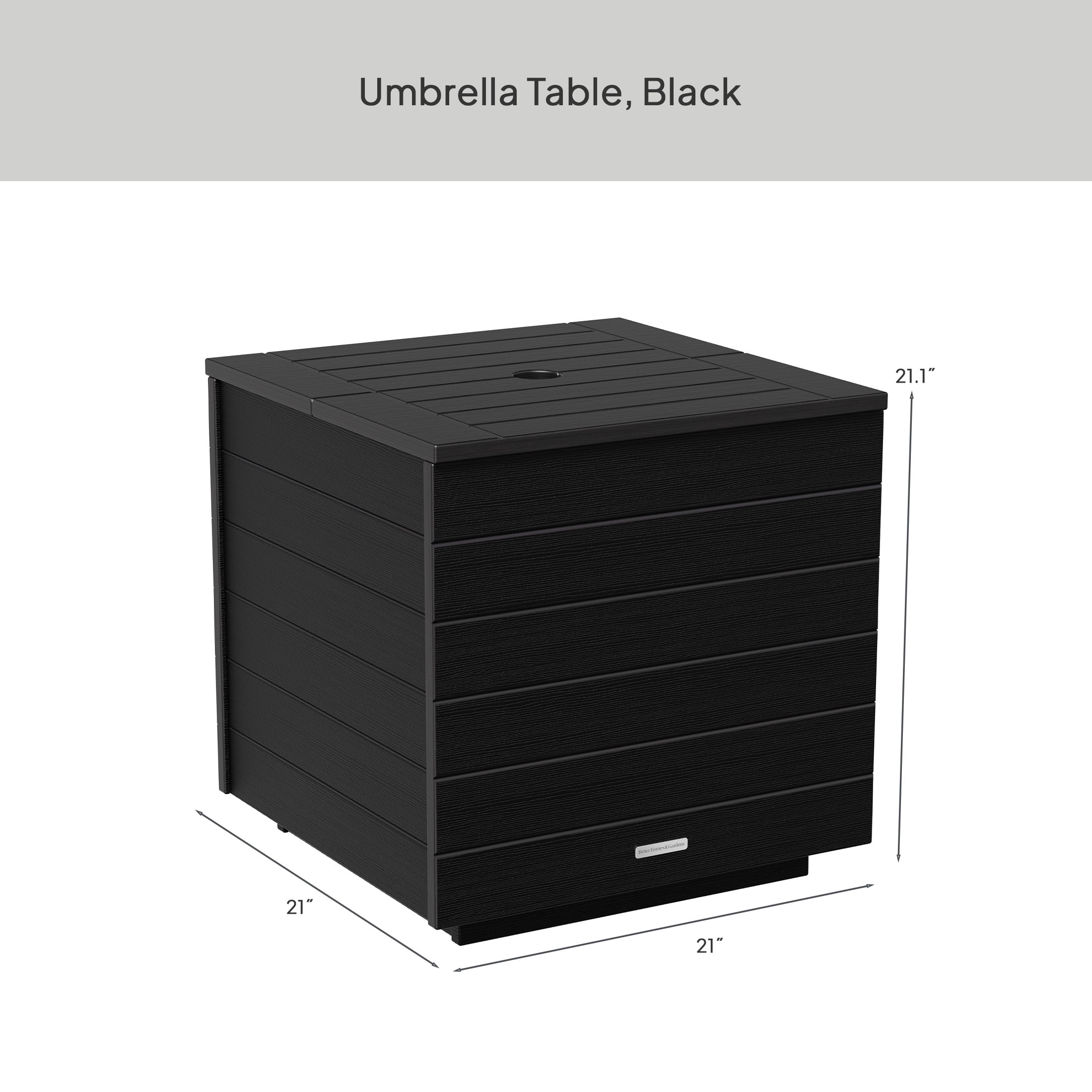 Better Homes & Gardens Ezra Outdoor HDPE Umbrella Table, Black