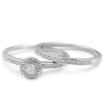 thumbnail image 2 of SuperJeweler 1/4ct Pave Diamond Bridal Set, Round Brilliant Center In Sterling Silver For Women, 2 of 6