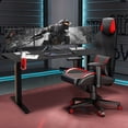 thumbnail image 3 of Gymax 63'' Gaming Desk T- Shaped Computer Desk Gamer Table w/Headphone Hook&Cup Holder, 3 of 10