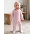 thumbnail image 5 of Cenuakty Baby Jumpsuit Long Sleeve Stripes Print Button Up Romper Footless Pajamas, 5 of 9