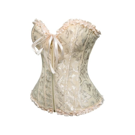 FEORJGP Women Corset Tops Floral Lace Bustier Overbust Tie-Up Strapless Tube Tops Vintage Court Gown Lingerie Bodyshaper Tops Plus Size XS-6XL
