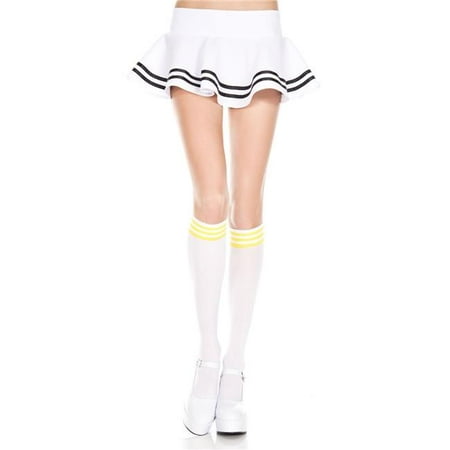 

Striped top opaque knee hi 5736-WHITE/YELLOW