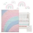 thumbnail image 2 of Lambs & Ivy Watercolor Pastel Pink/Mint Rainbow 5-Piece Baby Crib Bedding Set, 2 of 9