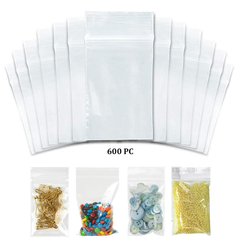 600 Pc Reclosable Baggies Zip Plastic Poly Bags with Resealable Lock Seal  Zipper 