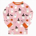 thumbnail image 6 of TOWED22 Toddler Baby Boy Halloween Outfit Pumpkin Embroidery Crewneck Sweatshirt and Pants Halloween Baby Clothes,Light Pink,8-9 Y, 6 of 8