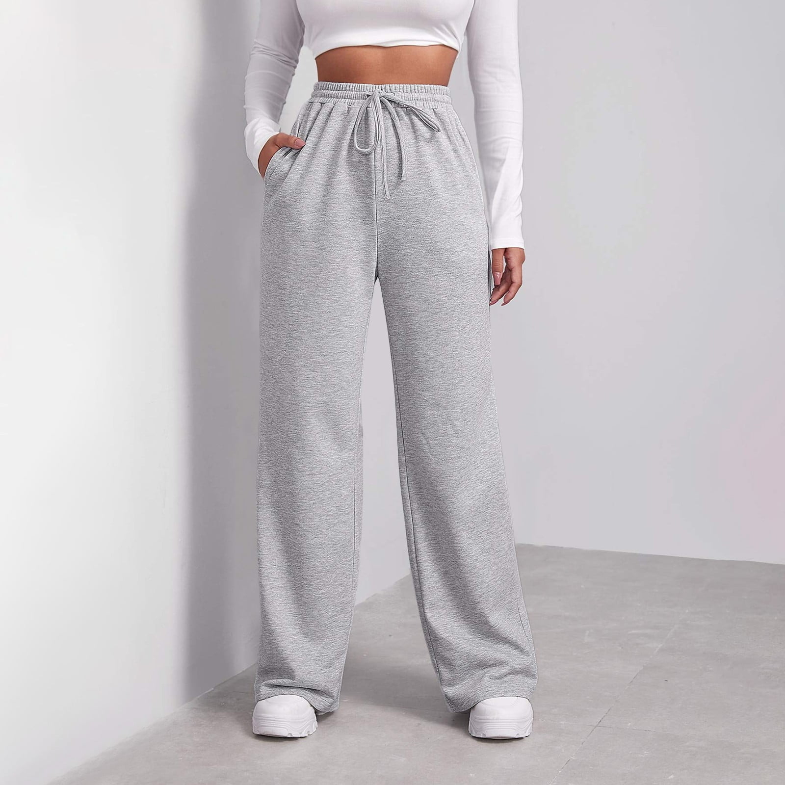 Amazon.com: Drawstring Fleece Lined Flare Pants for Women