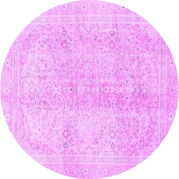 Ahgly Company Indoor Round Abstract Purple Modern Area Rugs, 8' Round