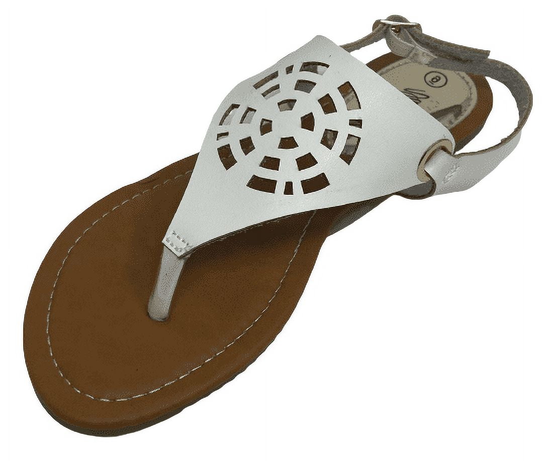 Victoria K Women's Diamond Cut Out Back With Rhinestone Buckle Embellished Sandals