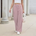 thumbnail image 6 of sdhkgrrt Women's Wide Leg Drawstring Pants with Pockets Casual Flowy Lounge Long Pants Work Travel Vacation Fall Outfits Winter Sweatpants, Pink S, 6 of 8