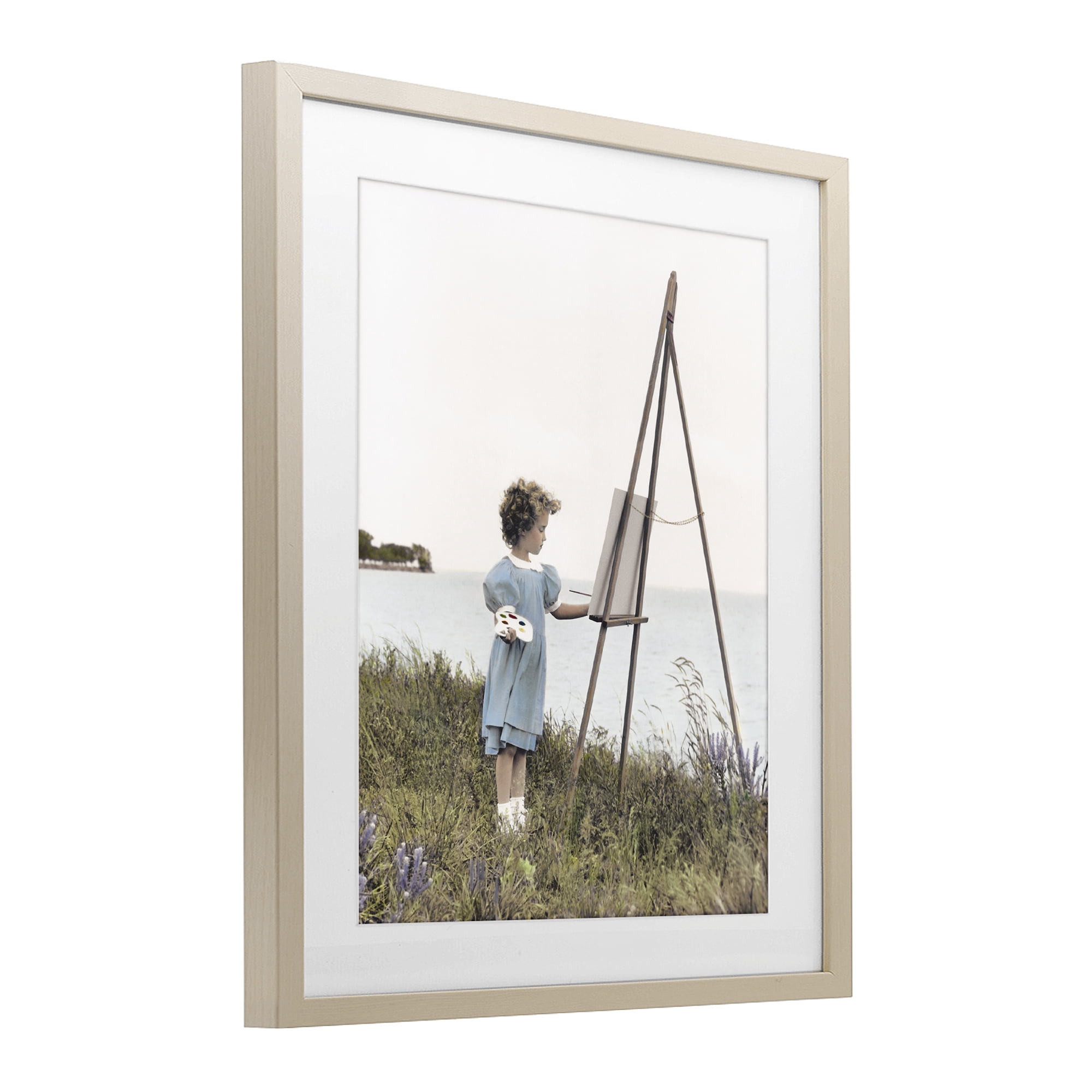 Stupell Industries Child Painting on Easel Birch Framed Print Under Glass, design by Kendra Dew