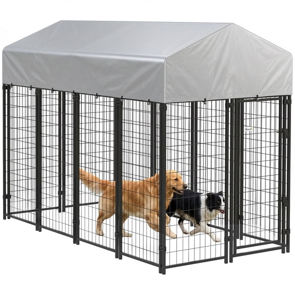 Pawhut Dog Cage Crate Pet Kennel House Metal Playpen Patio Shelter w/Roof