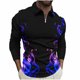 thumbnail image 2 of Blusa y camisa de manga larga con cuello vuelto para hombre, jersey con solapa a cuadros, a rayas y cremallera, manga corta, deportiva, de manga corta, con solapa, blusa de poliéster para hombre, 2 of 5