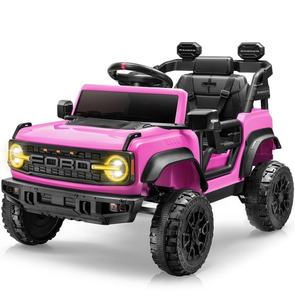 iYofe Ford Ford Bronco Raptor Electric Ride on Cars for Kids, 12V Powered Ride on Toys Truck with Remote Control, 4 Wheels, Spring Suspension, Pink