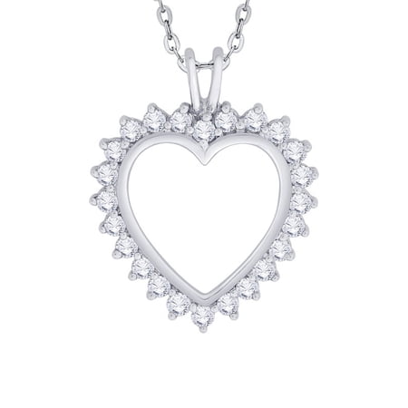 KATARINA Diamond Heart Pendant Necklace in 10K White Gold (1 cttw, G-H, I2-I3)