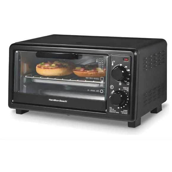 Horno Tostador Electrico Hamilton Beach 4 Rebanadas para Hornear y Asar Compacto para Pizza 9” con Temporizador 1100W