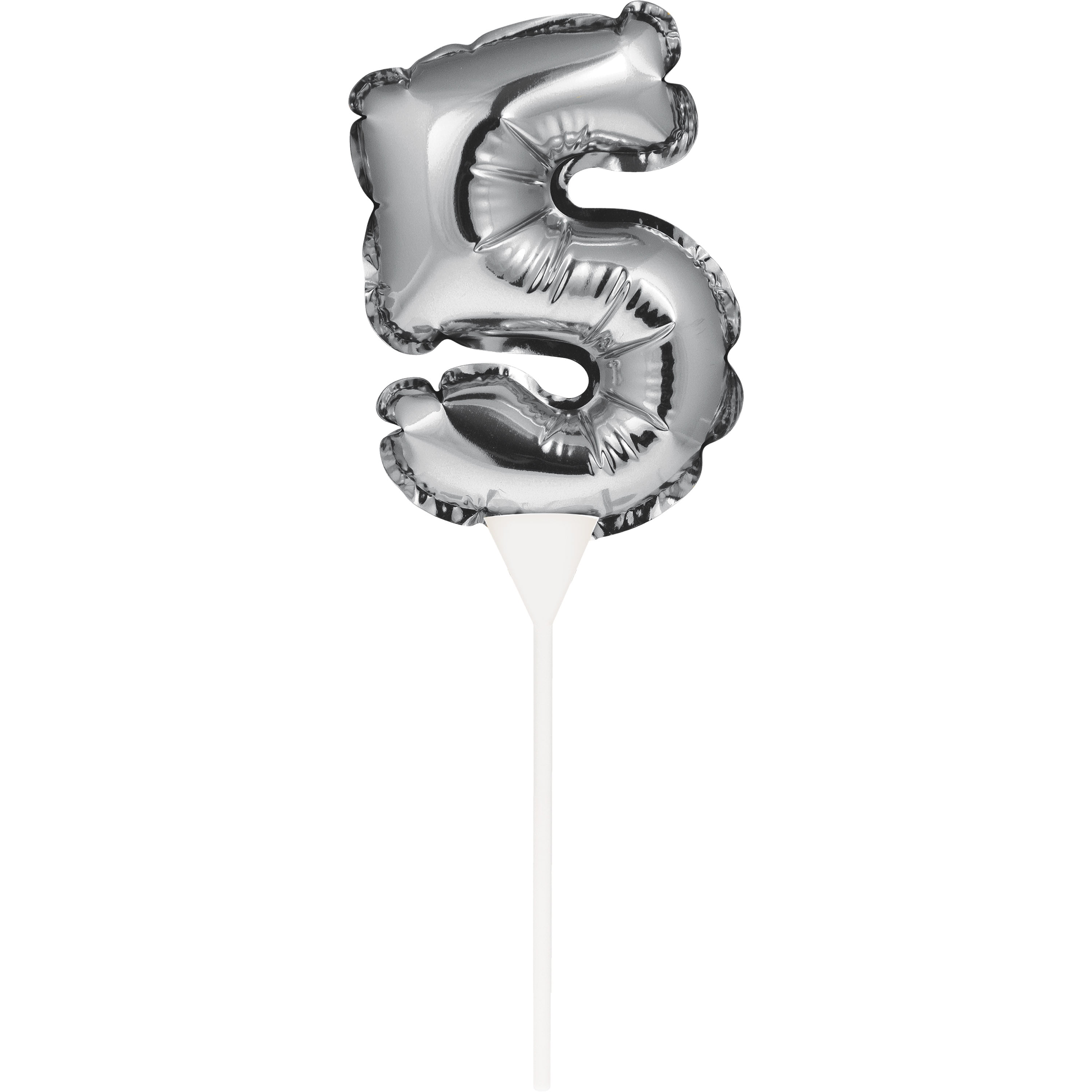 9" SILVER SELF-INFLATING BALLOON CAKE TOPPER 0 1 2 3 4 5 6 7 8 9 BIRTHDAY PARTY