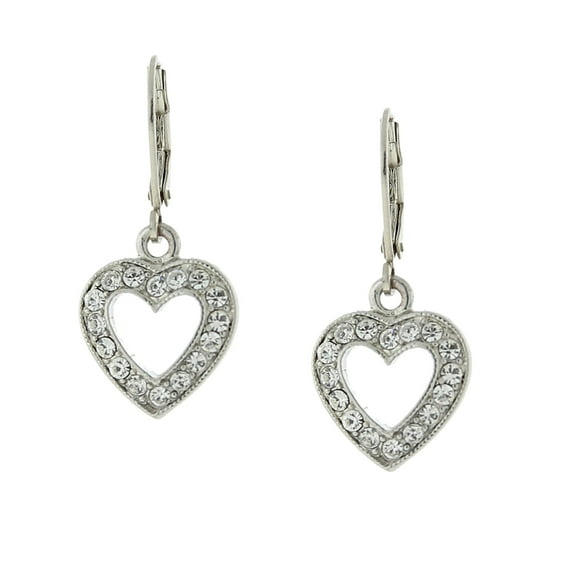 1928 Jewelry Crystal Accent Heart Drop Lever Back Earrings