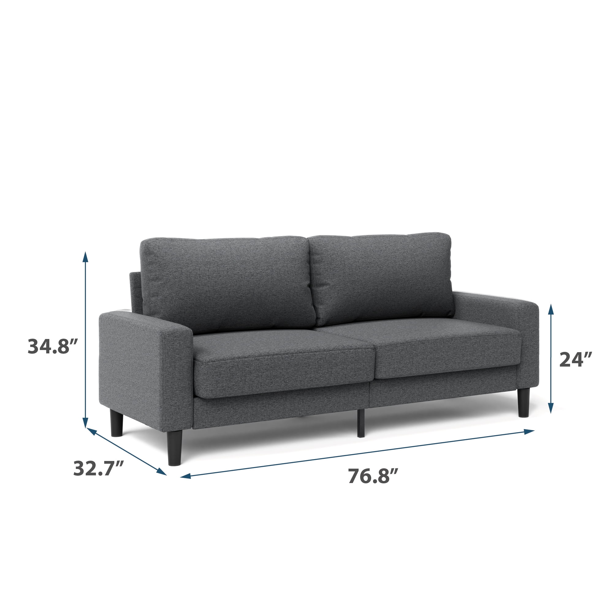 Zinus 76" Harmony Indoor Fabric Sofa, Dark Gray