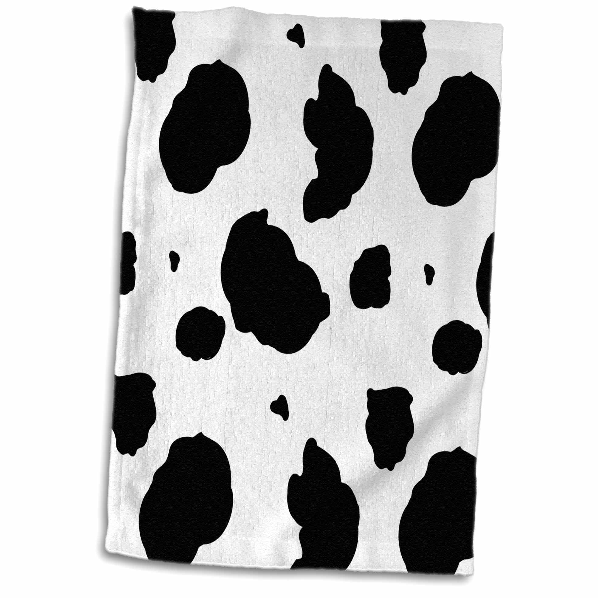 Black & White Cows Tossed Polka Dots Hanging Kitchen Oven Fridge Hand Dishtowel 