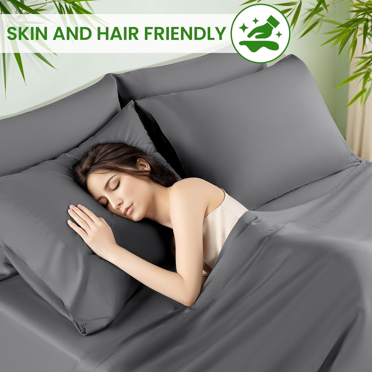 Cooling Bed Sheet 100% Viscose Derived from Bamboo Sheet Set 4 Piece Queen Size,Fit Up to 16" Deep Mattress, 1800 TC Sheet Super Soft Silky Smooth,Breathable Cool Bedding (Queen Olive Green)