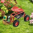 thumbnail image 4 of Costway Garden Cart Rolling Work Seat Wagon Scooter for Planting with Extendable Handle Red, 4 of 10