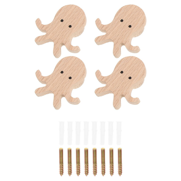 1 Set of Multipurpose Wall-mounted Hooks Adorable Octopus Head Clothes  Hangers Coat Holders 