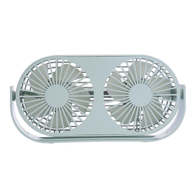 Black Four holes Ventilador de escritorio doble, ventilador de mesa pequeño, USB portátil, 3 velocidades de enfriamiento, cabezal ajustable, ventilador de aromaterapia personal gi