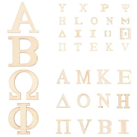 KAKOWELY 72Pcs Greek Letters Cutouts Wooden Cutouts Wood Letter Cutouts Diy Crafts Making Material,1.97X"X1.97"X0.2"