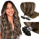 thumbnail image 1 of Laavoo Extensiones De Cabello Con Punta En U Cabello Humano Marrón Balayage Marrón Oscuro Ombre Ceniza Marrón K Puntas Extensiones De Cabello Cabello Humano Fusión Caliente Extensiones De Cabello Con, 1 of 5