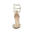 thumbnail image 6 of BLISSFUL STEP Lace Up Open Toe Stiletto Heeled Sandals for Women Gold 7, 6 of 7