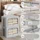 thumbnail image 3 of Paquete De 3 Contenedores De Almacenamiento De Ropa, Caja De Almacenamiento Plegable Con Marco De Metal, Organizador Apilable De Tela De Lino Con Asas De Transporte Y Ventana Transparente (Gris Claro, 3 of 5