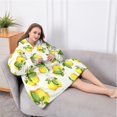 thumbnail image 5 of Oversized Wearable Blanket Hoodie,Yellow Lemon Fruit Flowers White Pattern Sherpa Blanket Hoodie with Super Pockets,Super Warm Fuzzy Pullover for Women & Men, 5 of 6