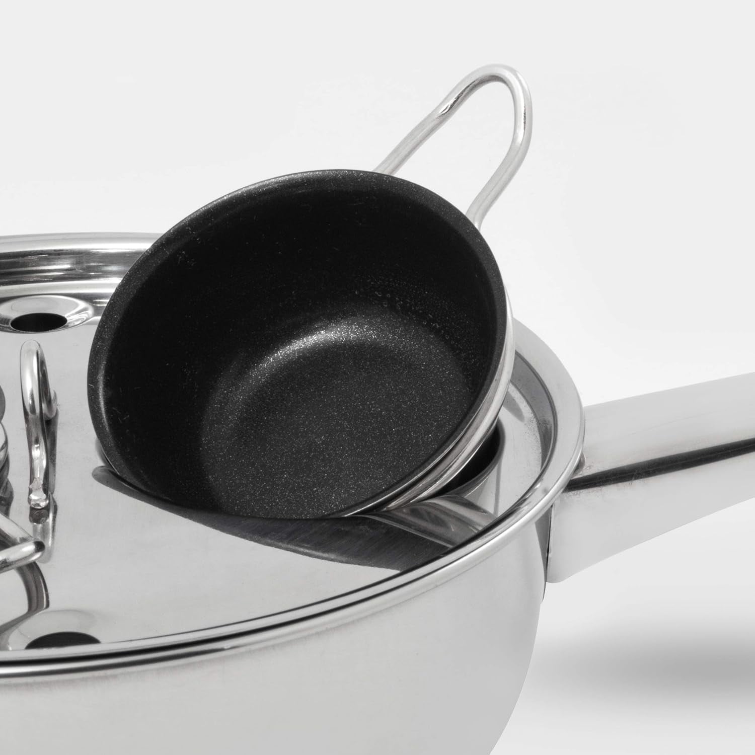 18/10 Stainless Steel 2 Cup Egg Poacher, Non Stick Easy Use Kitchenware Rust Resistant Stove Top Breakfast Brunch Cooking Pan