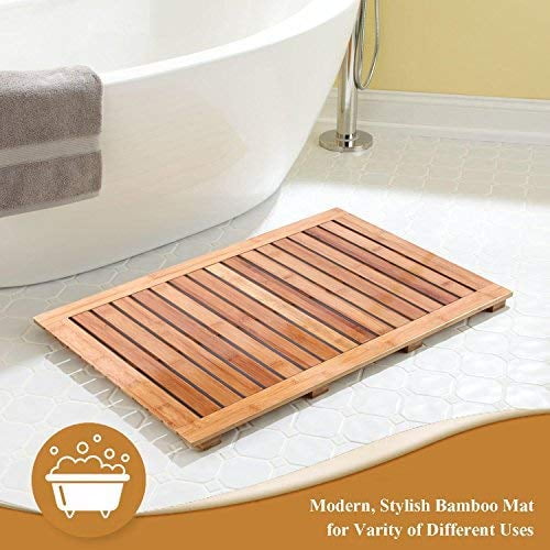 Aoolive Bamboo Bathroom Shower Mat 100, Bamboo Bathroom Mat