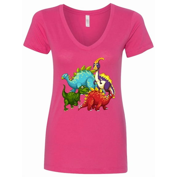 Inktastic Cute Dinosaurs Women's V-Neck T-Shirt