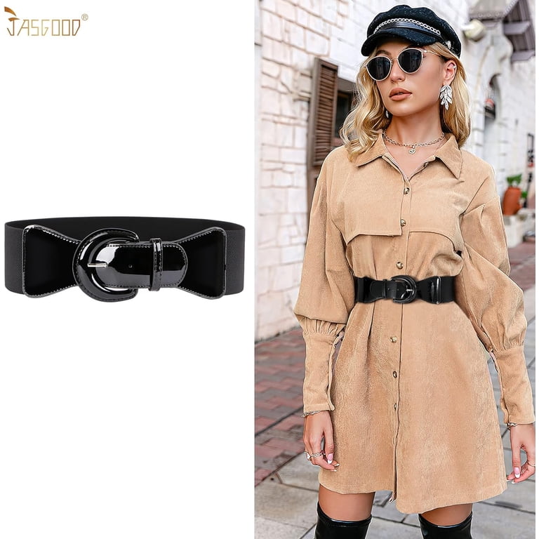 Women Wide Stretchy Belt,Vintage Chunky Buckle Elastic Waist  display picture 2