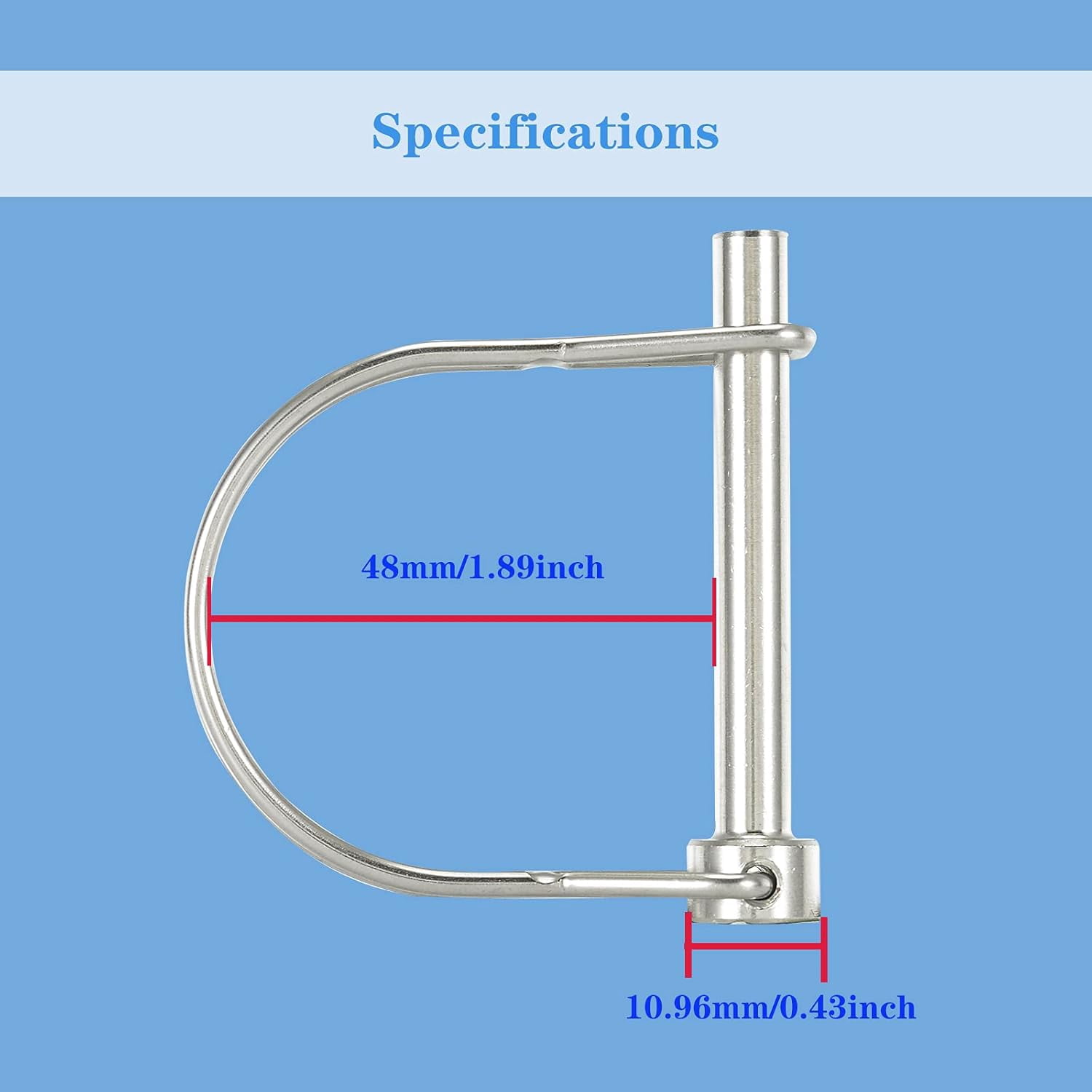 ABCISI Safety Coupler Pin 1/4 Inch(6.3mm) Diameter, 2.756 Inch(70mm) Length, Wire Lock Pins, Locking Pins, 316 Stainless Steel(2 Pcs)