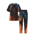 thumbnail image 3 of Womens Pajamas Set Loungewear Short Sleeve Top Pants Soft Sleepwear Pjs Sets, Grim Reaper On Fire Cool Art, 3 of 6