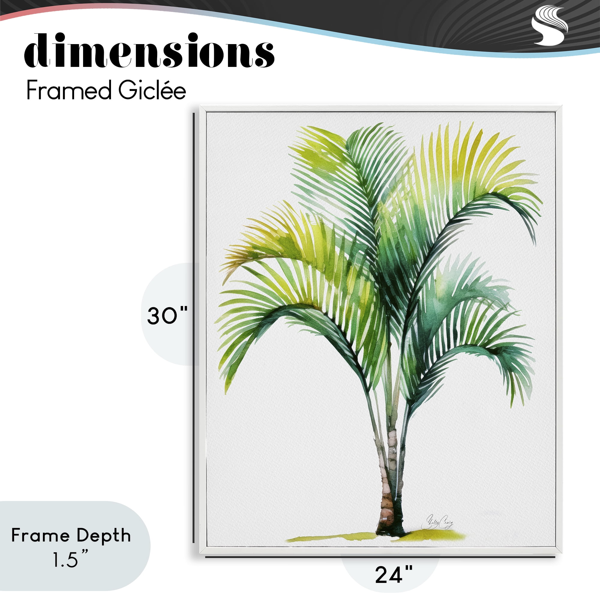 Stupell Industries Coastal Canopy Palm Tree White Framed Giclee Art, design by Shelly Craig