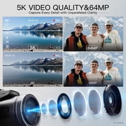 NBD Digital Camera for Photography,4K 64MP Video Camera with 16X Digital Zoom and 32GB SD Card Black