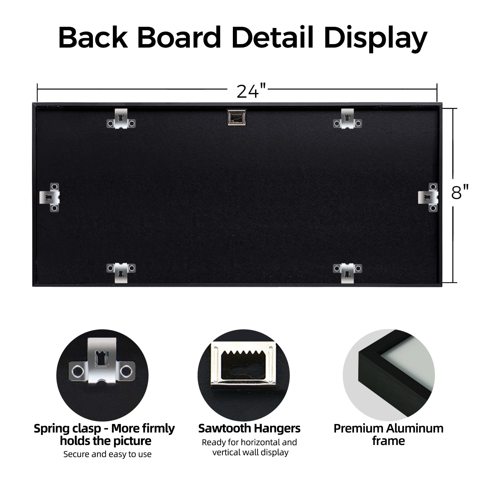 Kuxerla 8x24 Collage Picture Frame ,Displays 5Pcs 4x6 Pictures with Mat or 1Pcs 8x24 Picture without Mat , Collage Picture Frame for Horizontal or Vertical Display, Black, 1 Pack