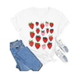 thumbnail image 3 of Trendfront Womens Casual Loose Fit Graphic Tee Crewneck Short Sleeve Strawberry Cute Fruit Art Print Summer Daily Wear Shirts, 3 of 3