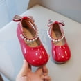 thumbnail image 6 of Girls' Pearl Bow Princess Shoes, Non-Slip Soft Sole Mary Janes, Perfect for Parties, Weddings, and Daily Outings Red 7.5-8 Years, 6 of 6