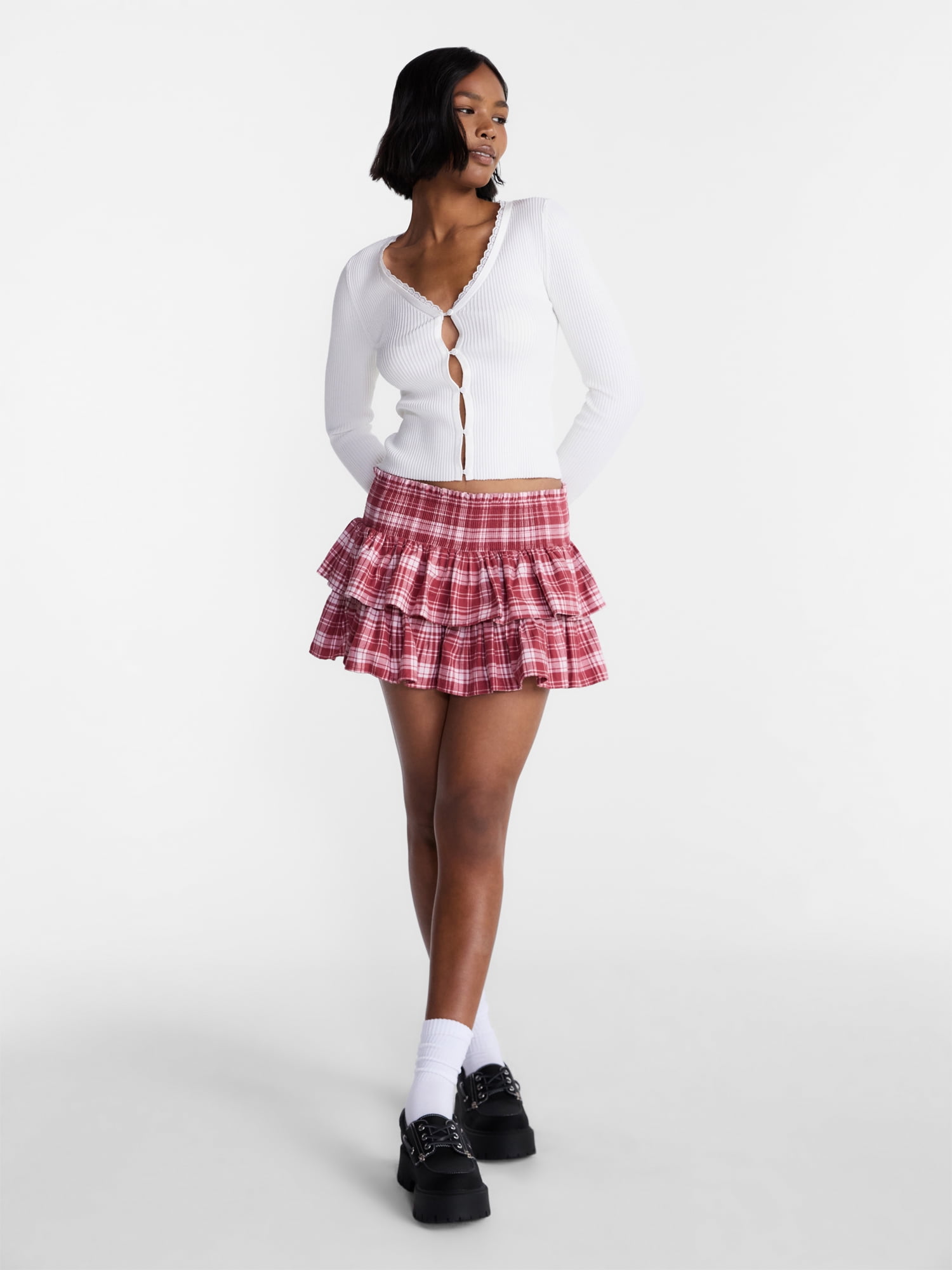 No Boundaries Ruffle Mini Skort, Women's XXS-XXL