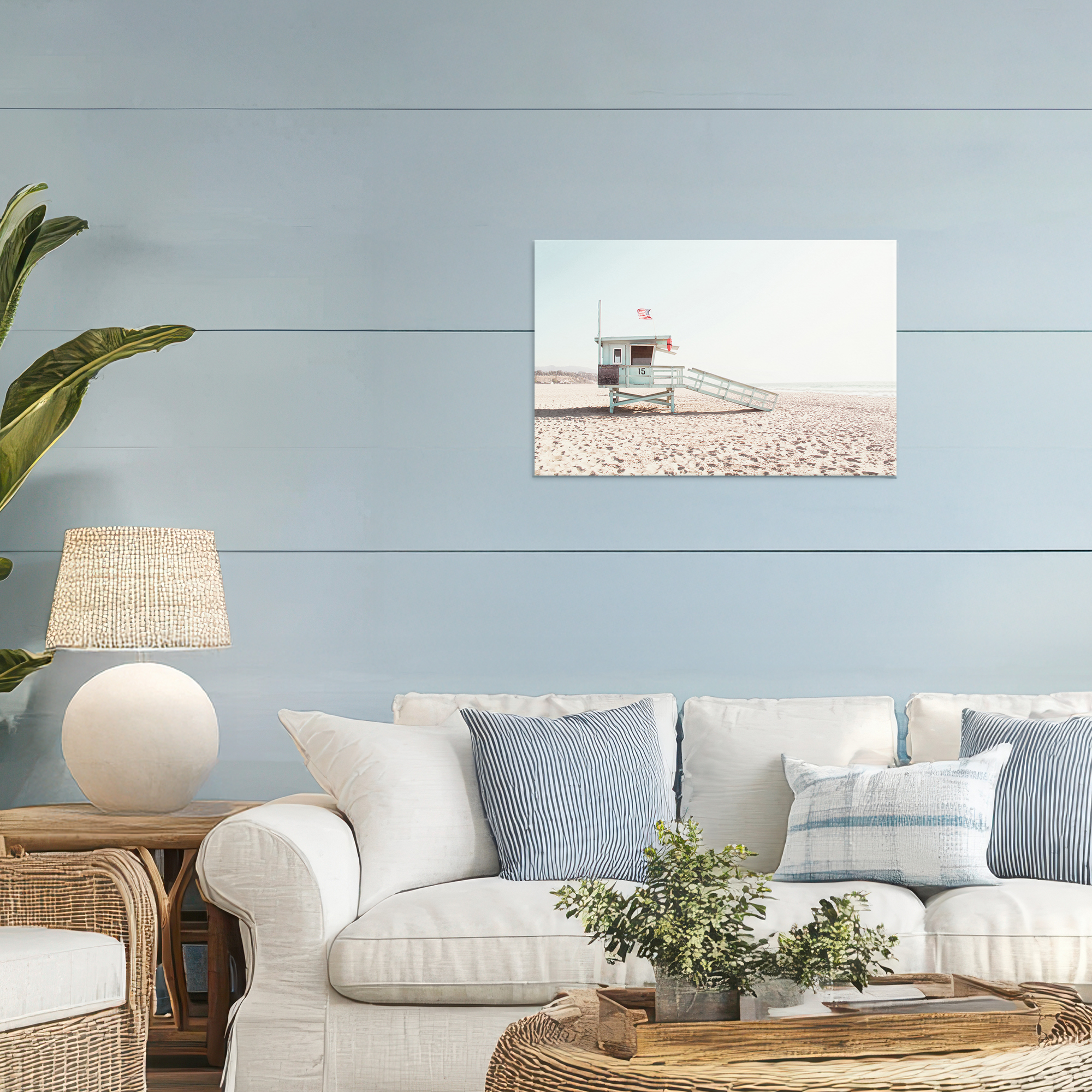 Lifeguard Hut Sunny Day Canvas Wall Art, design by Sisi and Seb