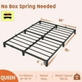 thumbnail image 3 of Metal Queen Bed Frame, 6" High Platform Bed Frame, Heavy Duty 800Lbs Capacity, No Box Spring, No Screws Needed with Reinforced Slats, Easy Assembly, Black, 3 of 9