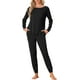 thumbnail image 1 of Conjunto de lounge para mujeres INSPIRE CHIC, sudadera con jogger, manga larga, cuello redondo, pijama de punto, traje de entrenamiento 2XL negro, 1 of 5