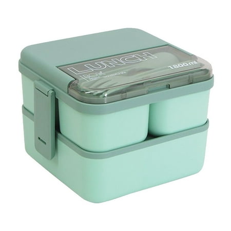 

LMEEOR Lunch Box for Men Student Double-layer Plastic Lunch Box Microwave Office Worker Compartment Lunch Box Food Grade Lunch Box